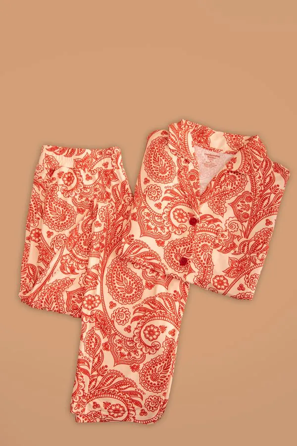 Cardamom Kisses — Red Paisley Pajama Set (Adult)