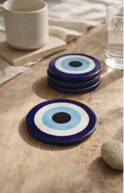 EarthenByMalvika — Handcrafted Evil Eye Coasters